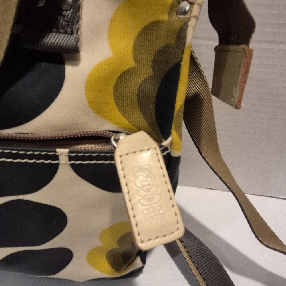 ORLA KIELY Back Pack Olive Blue Green Block Flower Mint Coated Canvas - Picture 3 of 12